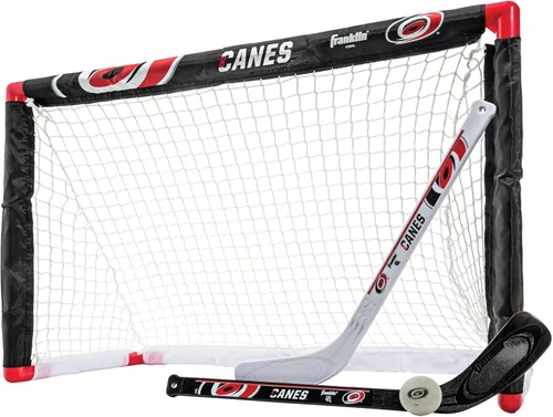 Vista 27 de Franklin Sports NHL - Juego de mini hockey para niños, portería de hockey sobre rodilla, pelota + 2 palos, juego de juguetes para interiores