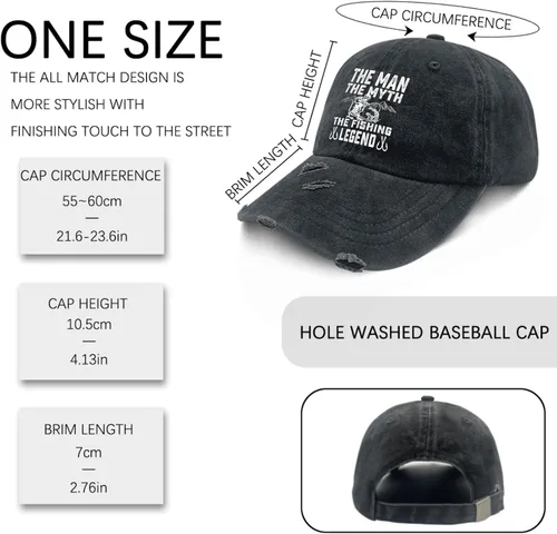 Vista 3 de The Man The Myth The Fishing Legend Sombrero de sol Mujer Sombrero de béisbol AllBlack Hombres Sombreros Regalos para Hijo Sombreros de Entrenamiento