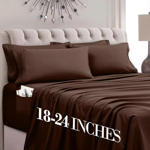 Vista 33 de Mocassi Juego de sábanas tamaño individual, sábanas y fundas de almohada de hotel de lujo de 1800 Premier, sábanas ultrasuaves, transpirables