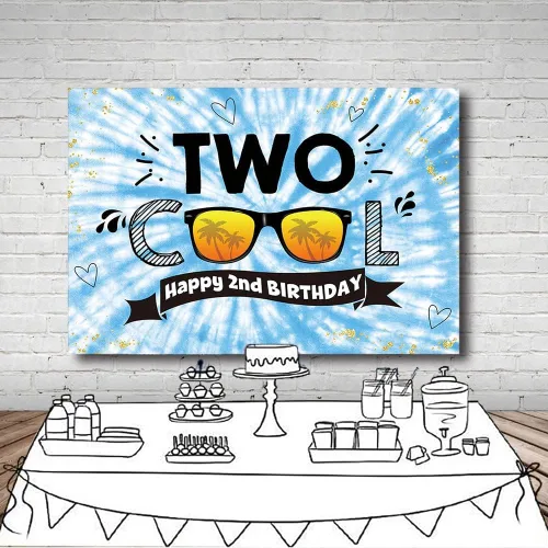 Vista 3 de MEHOFOND Telón de fondo de fiesta de cumpleaños de 8 x 6 pies con teñido anudado para niños, suministros de fiesta de feliz segundo cumpleaños
