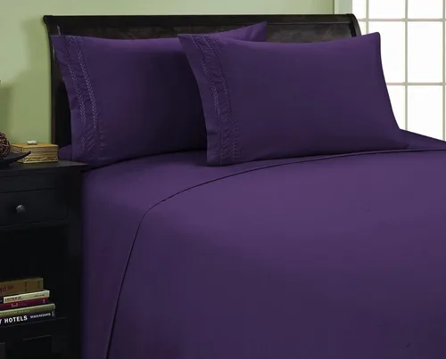 Vista 9 de Elegant Comfort 1800 Premier Chain Design - Juego de sábanas de 4 piezas, lujoso, sedoso, suave, resistente a las arrugas y a la decoloración