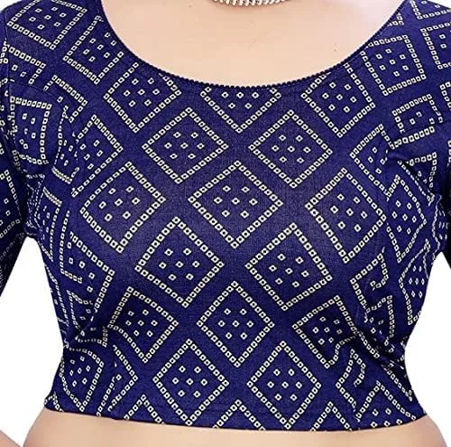 Vista 3 de Indian Hawker Blusa elástica con mangas de codo y saris Sari confeccionada en jacquard de lycra con costuras para mujer