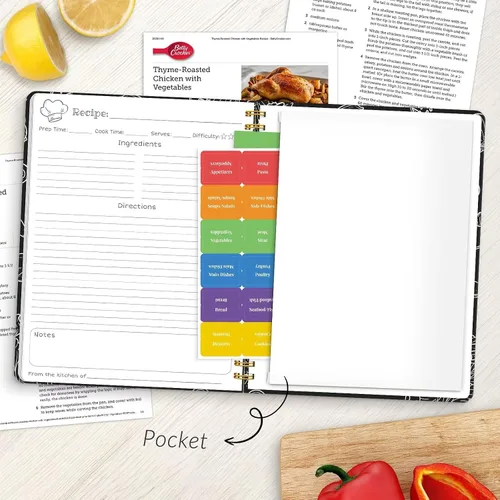 Vista 6 de LuBudingJoy Libro de recetas en blanco para escribir en tus propias recetas, organizador de recetas personal de tapa dura de página completa, diario
