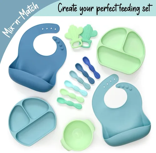 Vista 6 de PrimaStella Baberos de silicona para bebés – Babero suave ajustable impermeable para bebés y niños pequeños Sin BPA