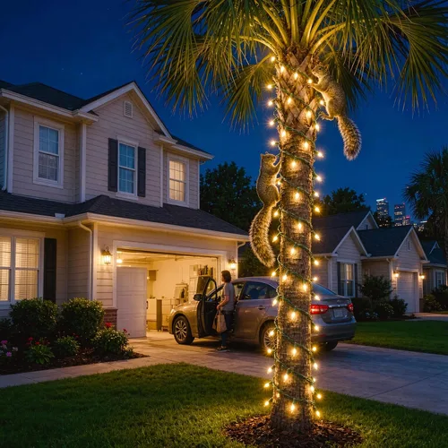 Vista 3 de 150 luces de Navidad de color blanco cálido, con certificación UL, calidad comercial, cable verde, juego de luces de 50 pies que permanece siempre