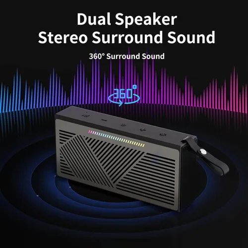 Vista 4 de Altavoz Bluetooth, altavoces Bluetooth inalámbricos portátiles con sonido HD, altavoz impermeable IPX5 con luces LED RGB, Bluetooth5.3