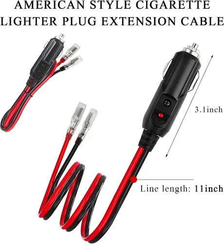 Vista 2 de Yourkar Enchufe macho para encendedor de cigarrillos con fusible, cable de enchufe de encendedor de cigarrillos de 12 V con cables, adaptador