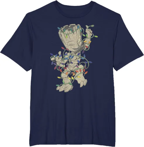 Vista 12 de Marvel Camiseta de luces navideñas Guardians Of The Galaxy Groot, Negro, S