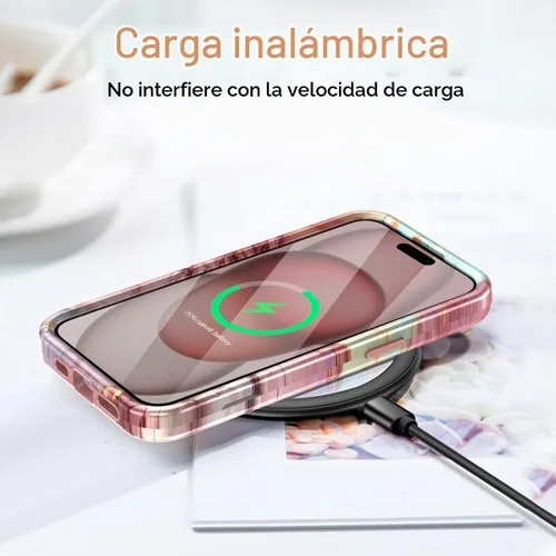 Vista 6 de Btscase Funda para iPhone 15 de 6.1 pulgadas (2023), patrón de mármol 3 en 1, resistente a prueba de golpes, cuerpo completo, policarbonato A-oro