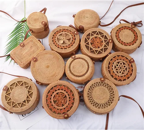 Vista 2 de Handwoven Rattan Bag for Women,Girls Summer Beach Crossbody Bags,Woven Clutch