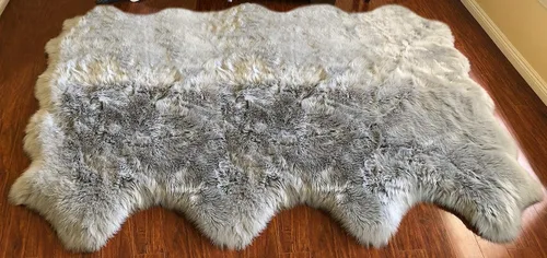 Vista 39 de LAMBZY Alfombra de piel de oveja auténtica, parte inferior gruesa y fuerte, fácilmente lavable, resistente a las manchas, perfecta para sala