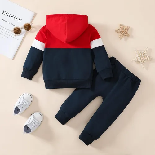 Vista 3 de Ropa de manga larga con capucha y pantalones casuales para niños y niñas pequeñas