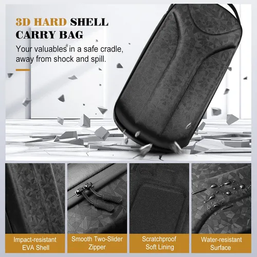 Vista 4 de MoKo Funda de transporte para consola de vapor y accesorios, funda de transporte rígida 3D impermeable, mochila cruzada de hombro con múltiples
