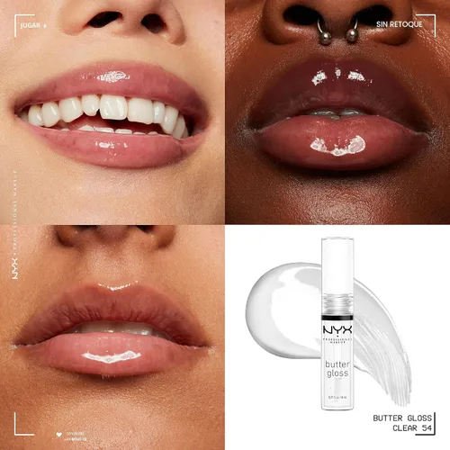 Vista 4 de NYX PROFESSIONAL MAKEUP Lápiz labial delgado (espresso) + brillo de mantequilla (vidrio azucarado, transparente), paquete de 3