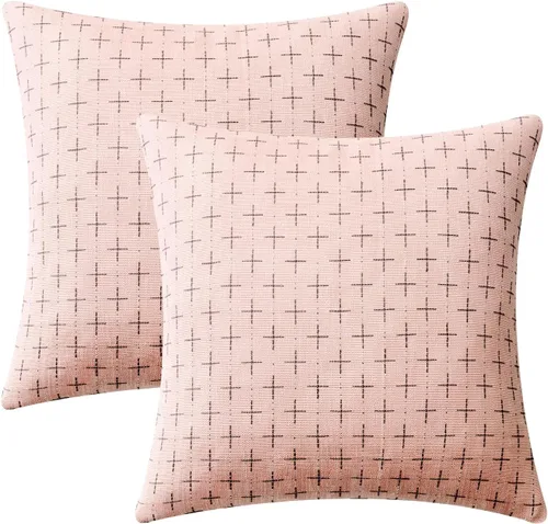 Vista 210 de MIULEE - Juego de 2 fundas de almohada decorativas de lino de arpillera navideñas, modernas, estilo campestre, rústicas, tejidas, con textura