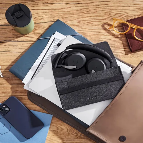 Vista 2 de Jabra Evolve2 65 Flex - Auriculares estéreo inalámbricos, Bluetooth, tecnología ClearVoice con cancelación de ruido y ANC híbrido, funciona