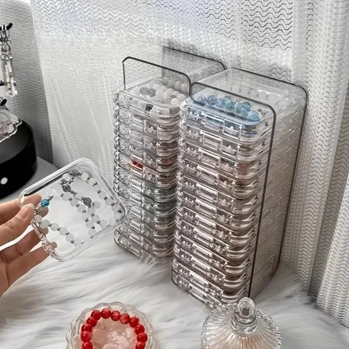 Vista 4 de Caja de almacenamiento organizadora de cables con 12 bridas de cables, caja de gestión de cables de escritorio con interruptor, organizador
