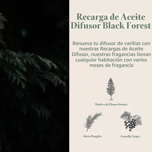 Vista 2 de Archipelago Botanicals Black Forest - Recambio de aceite para difusor Madera de ébano oscuro, abeto Douglas y grosella negra (7.85 onzas líquidas)