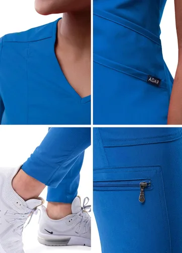 Vista 5 de Adar Pro - Conjunto médico moderno para mujer - Camiseta médica moderna con cuello en V y pantalón médico, pantalón de yoga