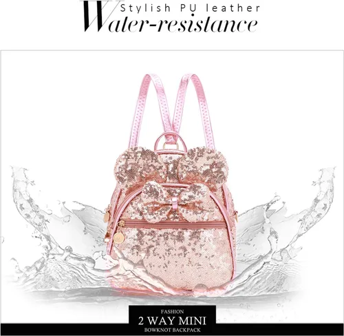 Vista 6 de KL928 - Mochila miniatura con diseño de lunares, linda, con nudo ojal, para mujeres y niñas, que se puede usar también como morral o bolso