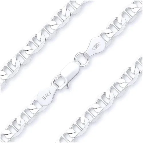 Vista 3 de Verona Jewelers - Collar de plata de ley 925 de 0.138 in, 0.177 in, 0.217 in, 0.256 in, 0.315 in, cadena de eslabones marineros planos, cadena