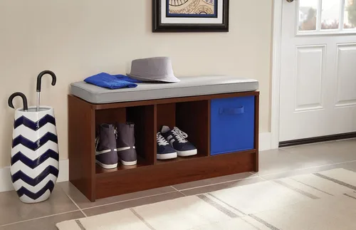 Vista 4 de ClosetMaid 1633 Cubeicals - Banco de almacenamiento de 3 cubos, color cereza oscura con cojín gris