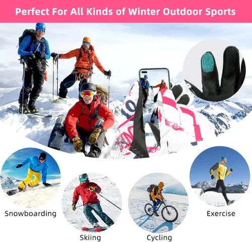 Vista 7 de Ski Gloves, ProChosen Winter Warm Gloves Men Women, Waterproof Nonslip Breathable Touchscreen Snow Gloves, Snowboarding Gloves for Cold Weather