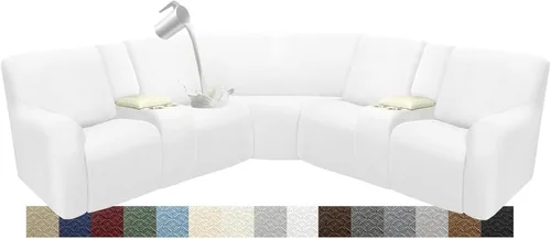 Vista 47 de Fundas impermeables de sofá reclinable modular para sofás reclinables, lavable en forma de L, para perros, fundas elásticas para sofá reclinable