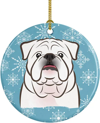 Vista 8 de Caroline's Treasures Adorno de cerámica con diseño de copo de nieve para colgar en el árbol de Navidad, para el hogar, Navidad, fiestas, regalo, 3