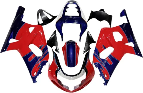 Vista 36 de Kit de carenado de llama azul negro de plástico ABS para Suzuki GSXR600 GSXR750 K1 2000-2003 Carenados GSX-R600 GSX-R750 2001 2002 2003 Inyección