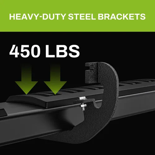 Vista 7 de Estribos compatibles con Ford F-150 SuperCrew Cab 2015-2026 y Ford F-250 F-350 Super Duty Crew Cab 2017-2024, estribos laterales de aluminio negro