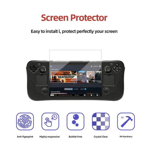 Vista 4 de OFFCURVE Kickstand Protective Case for Steam Deck, Silicone Cover with Screen Protector & Thumb Grips & Touchpad Protect Skin for Steam Deck Console