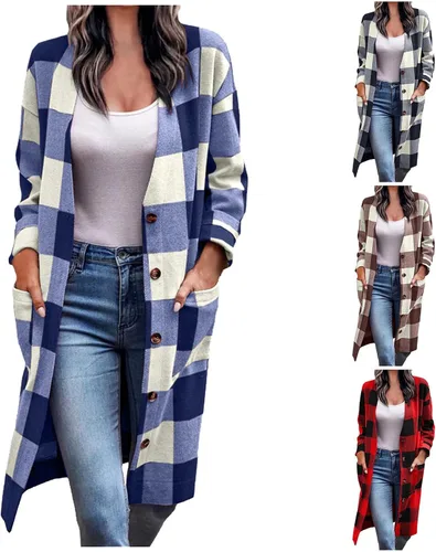 Vista 6 de Chamarra a cuadros para mujer, casual, de tartán, sobre camisa, gabardina, de manga larga, mezcla de lana, chaqueta de franela, ropa de moda de otoño