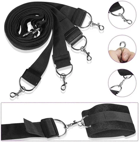 Vista 4 de Puños de mano para piernas, tobilleras y muñecas, cuerdas y cordones para adultos, correas para cama de juego para adultos, cama matrimonial