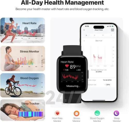 Vista 4 de JeeJTek Relojes inteligentes para hombres y mujeres - Pantalla HD de 1.83" 2025 Rastreador de fitness con 100 modos deportivos, monitor
