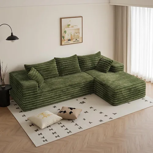 Vista 16 de Sofás seccionales negros para sala de estar, sofá sin estructura rígida con chaise en forma de L, sofá modular en caja con asiento profundo,