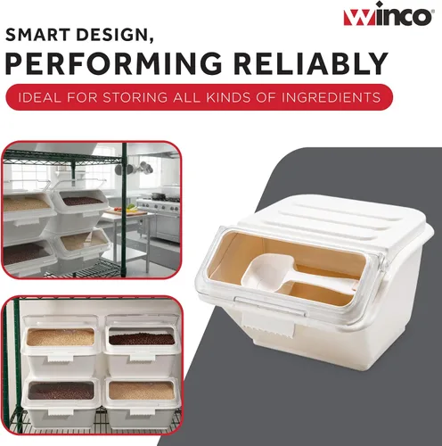 Vista 7 de Winco IB-2S - Contenedores de ingredientes para estantes, 2 galones (capacidad de 40 tazas), color blanco
