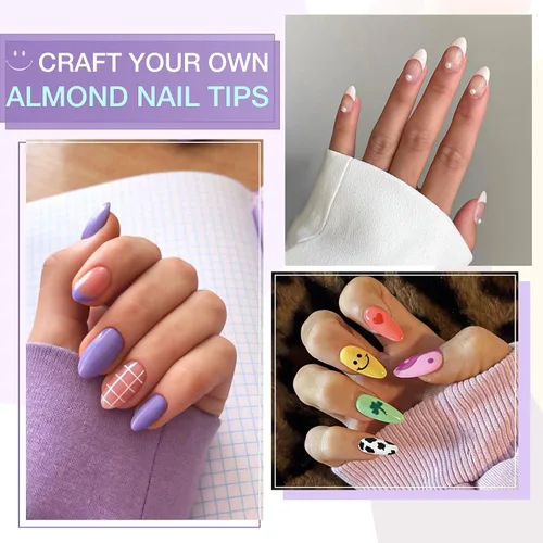 Vista 2 de Gellen kit de extensión de uñas en gel, kit de uñas en gel con 240 puntas de almendra, pegamento UV 3 en 1 para puntas de uñas, dehidratador
