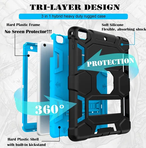 Vista 2 de CCMAO Funda para iPad de 6ª/5ª generación (9.7 pulgadas, 2018/2017), iPad Air de 2ª generación (2014) con soporte, funda protectora híbrida a prueba