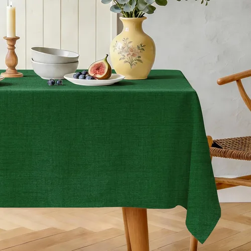 Vista 10 de Mantel rectangular de lino natural, mantel ligero con textura de otoño de 52 x 70 pulgadas, resistente al agua, resistente a las manchas, mantel