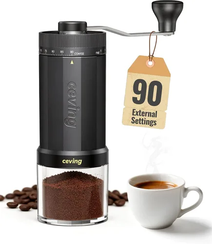 Vista 8 de Mini molinillo de café manual con 40 configuraciones ajustables, molinillo de granos de café portátil de mano con capacidad de 30g, molinillo