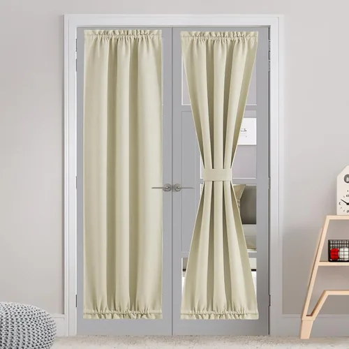 Vista 30 de NICETOWN Cortinas de Lino para Puerta Lateral - Cortinas Opacas con Aislamiento Térmico para Puerta Delantera Francesa para Sombra Pequeña