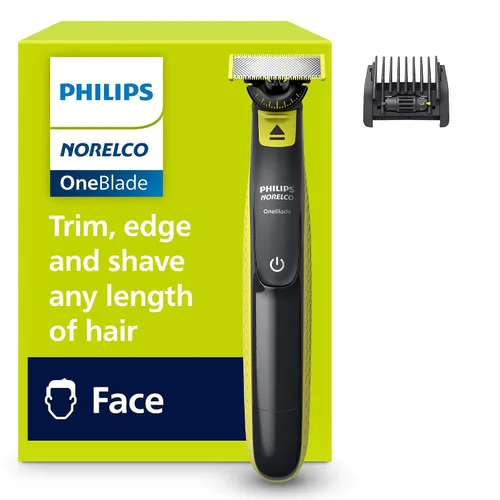 Vista 10 de Norelco Philips OneBlade 360 con Conectividad Híbrida para Cara, Recortadora de Barba Eléctrica y Afeitadora, con Tecnología de Cuchilla 360, 1