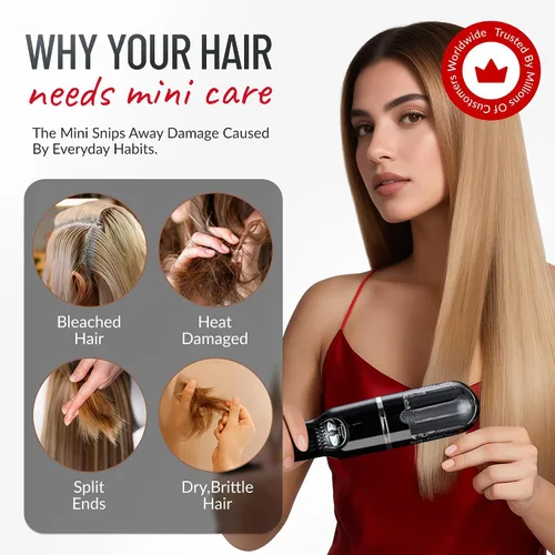 Vista 8 de Split-Ender Mini 2 – Recortadora de Puntas Abiertas original inalámbrica para cabello seco, dañado, quebradizo, rizado, encrespado o lacio