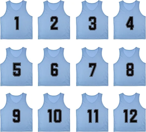 Vista 10 de Juego de 12 chalecos de fútbol numerados (1-12) con bolsa de transporte