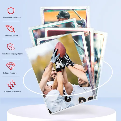 Vista 3 de 100 fundas transparentes para tarjetas intercambiables, fundas de plástico suave para tarjetas de béisbol, tarjetas deportivas, tarjetas de juego