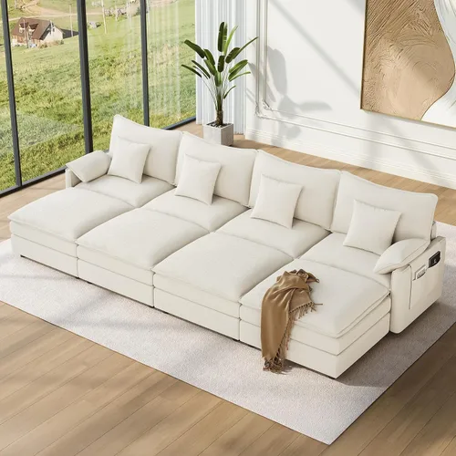 Vista 113 de Vesgantti Sofá modular de 108 pulgadas, cómodo sofá de nube con asiento profundo otomano movible, sofá modular en forma de L, sofás seccionales