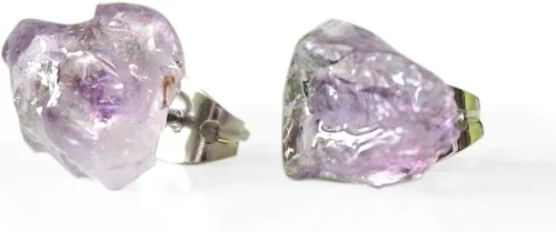 Vista 13 de Pendientes de botón de cristal de piedra natal para mujer y hombre - Plata esterlina