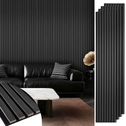 Vista 5 de Paneles de listones de madera acústica, paneles de pared de madera insonorizados, panel acanalado 3D para decoración de pared interior, sala