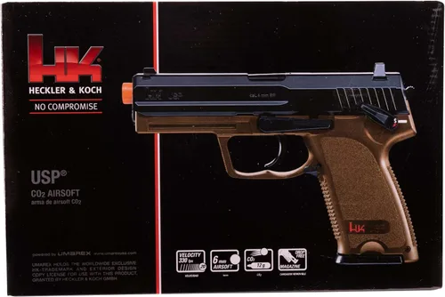 Vista 4 de HK Heckler & Koch USP - Pistola de aire comprimido con CO2 de 6 mm, acción estándar, color marrón oscuro